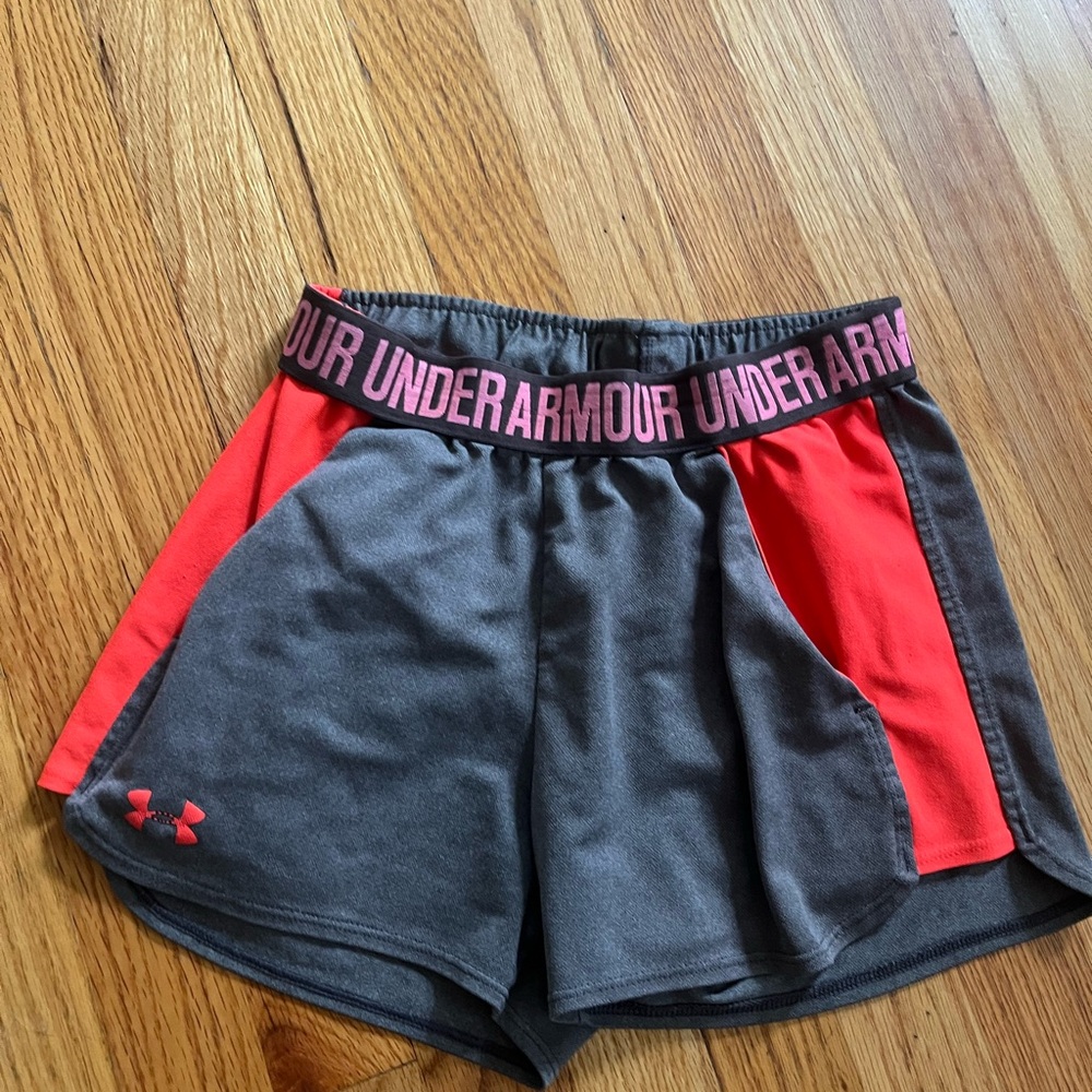 Under Armour pink and grey shorts